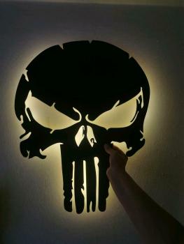 XXL Wandbild Totenkopf mit LED Beleuchtung