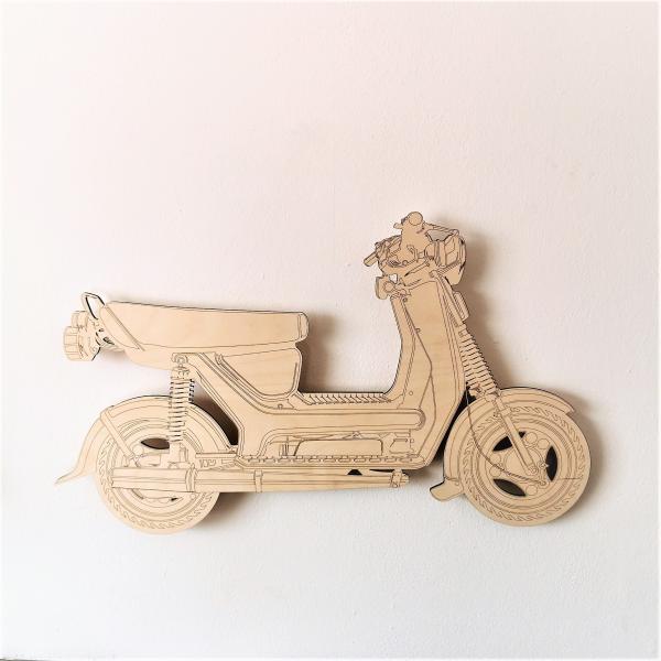 DDR Moped Mofa 3D LED Wandbild aus Holz, Fahrzeuge, LED Wandbilder aus  Holz